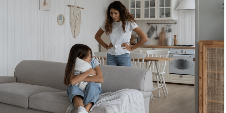 Mother yelling. Child. Angry child. Angry mother.
